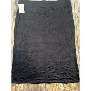 Chelsea 28 Black Soft Ribbed Sweater Knit Side Slit Midi Skirt - Size Xxl